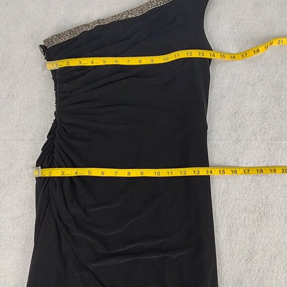 Adrianna Papell Women' Beaded One-Shoulder Neckline Side Ruched Drape Dress Sz 2 - Picture 8 of 11